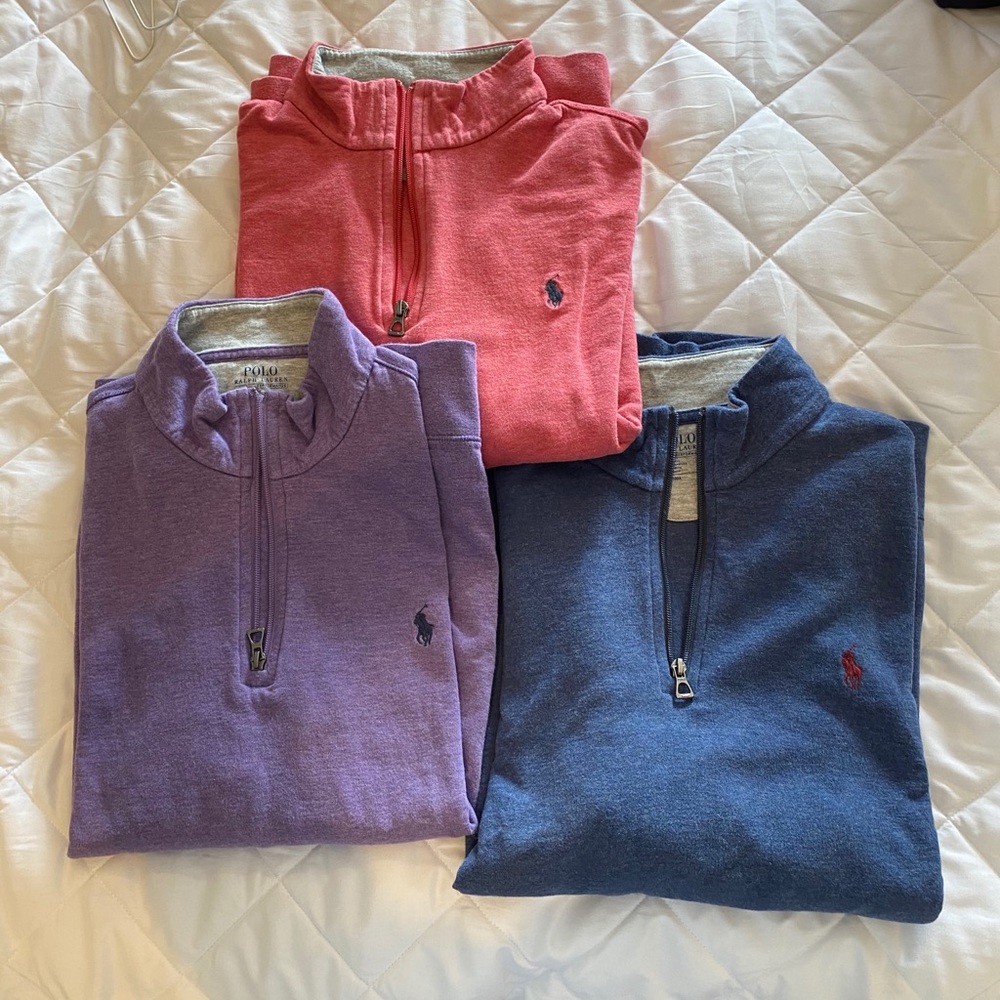 3 Polo Ralph Lauren Quarter Zips Size Large